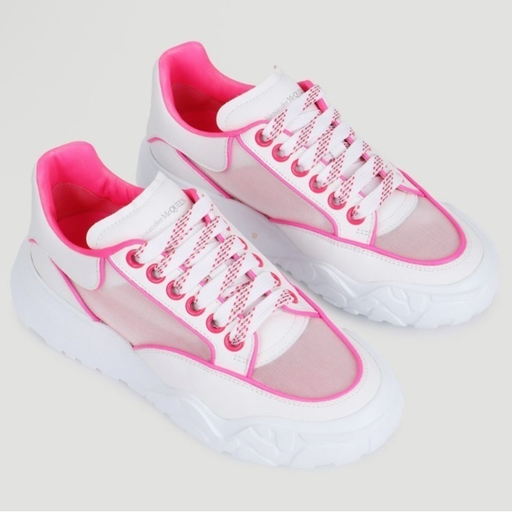 Alexander McQueen COURT TRAINER IN NEON PINK AND MESH NWT